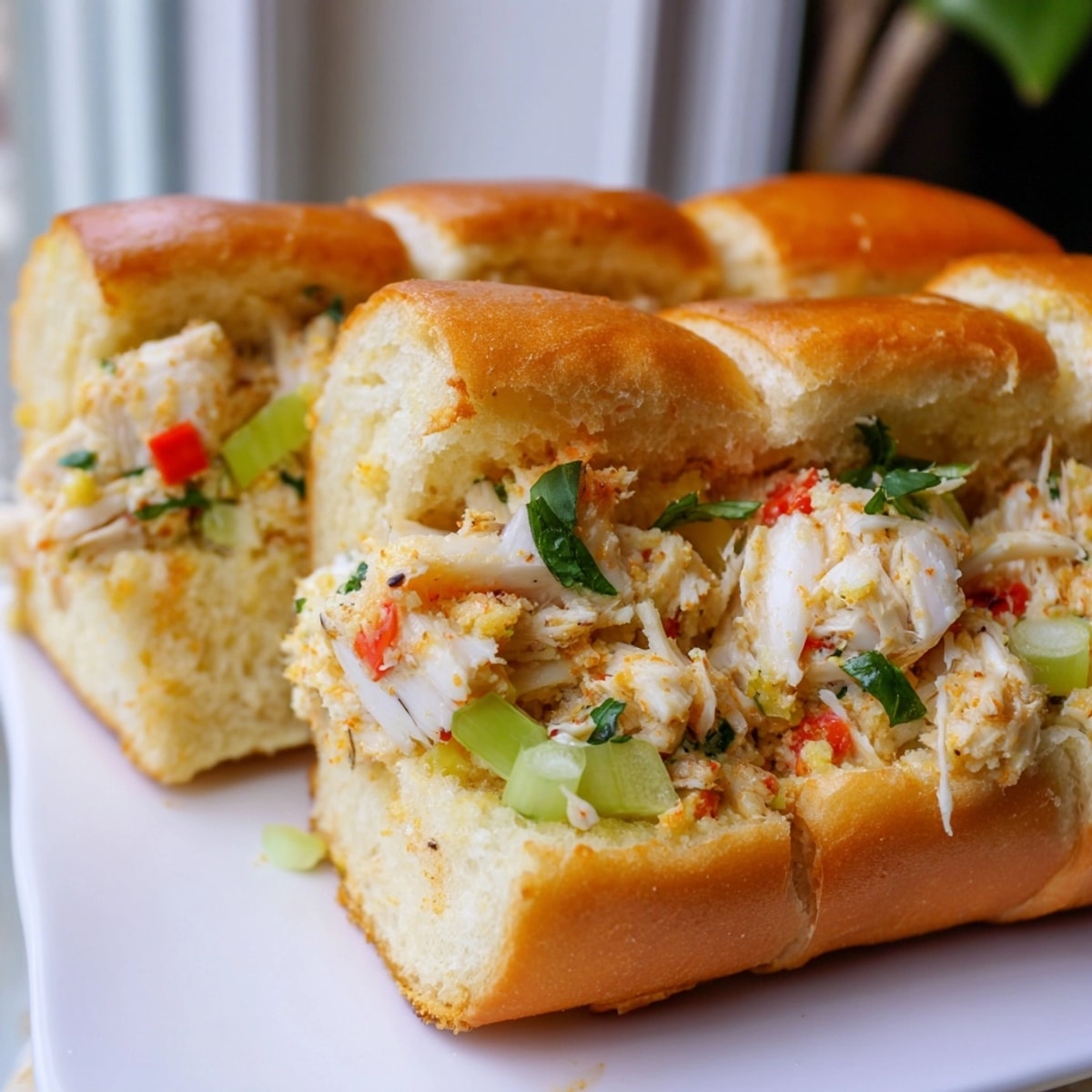 Buttery Cajun Crab &amp; Cornbread Stuffed Rolls smell of seafood, fresh herbs, and spice.