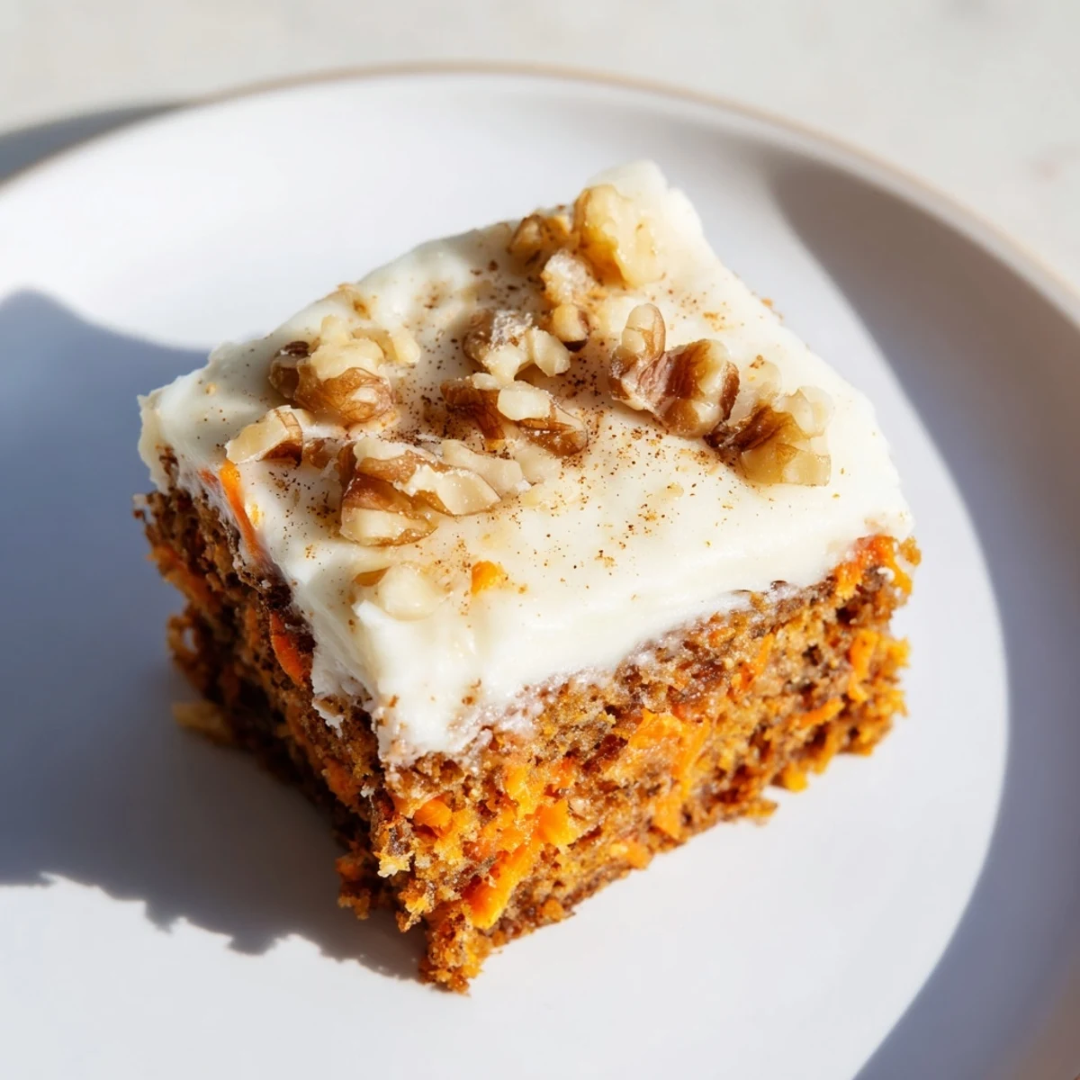 This delicious Spiced Carrot Cake looks fluffy, layered, and is frosted to perfection for serving.