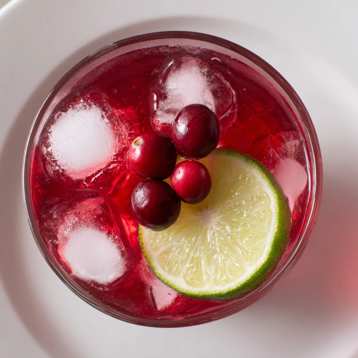 Bright red cranberry cocktail in a chilled glass, ideal for summer evenings with friends.