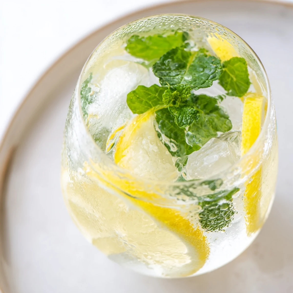A tall glass of homemade lemonade, beautifully garnished for a perfect summer refreshment.