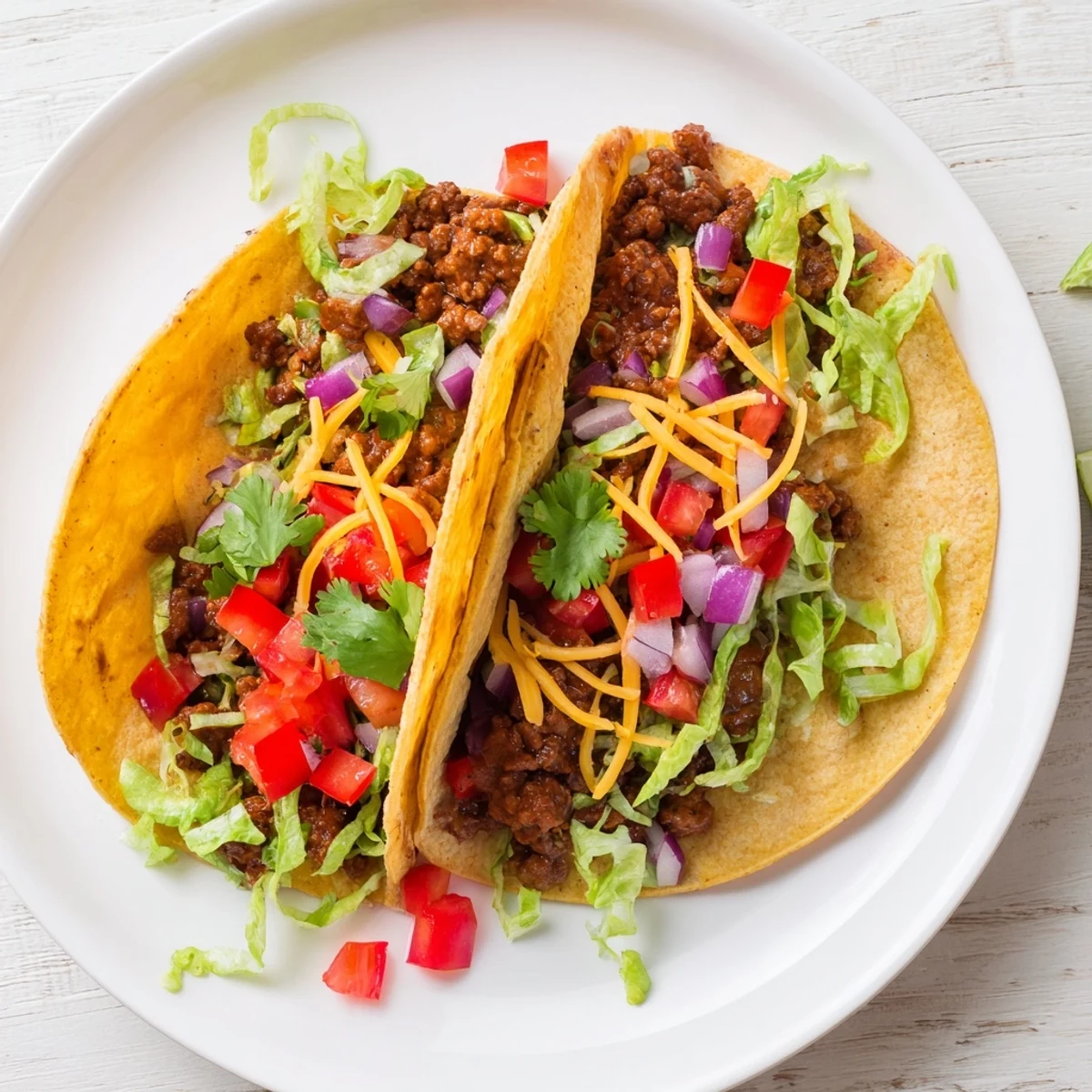 Close-up shot of steaming beef tacos glistening with homemade seasoning, ready to eat.