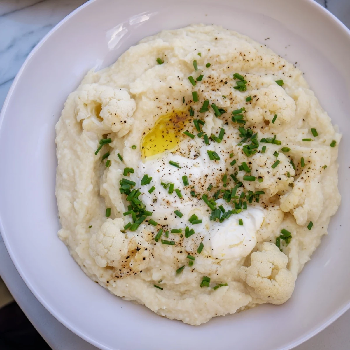 Creamy Garlic Mashed Cauliflower, perfectly smooth, rich, and ready for a comforting weeknight side.
