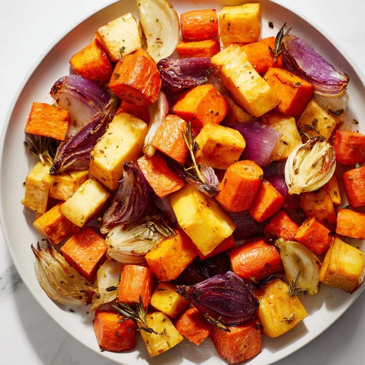 Golden-brown and glistening, this Roasted Root Vegetables with Balsamic is a vibrant, flavorful side.