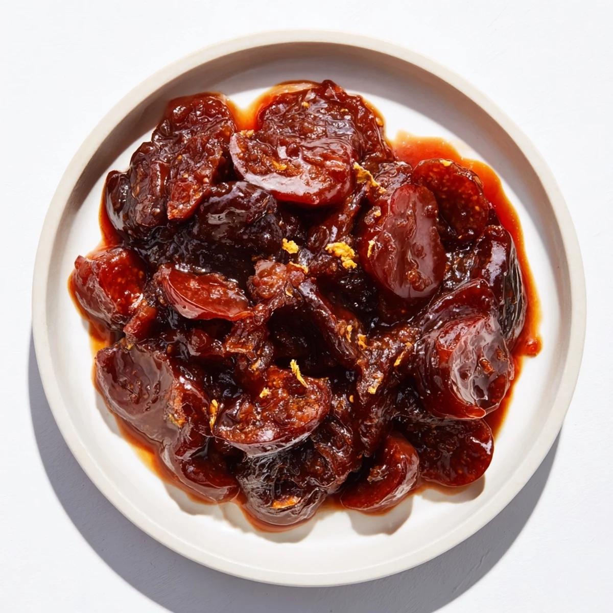 Homemade spiced fig jam, glistening on toasted bread with a dollop of creamy goat cheese, inviting every bite.