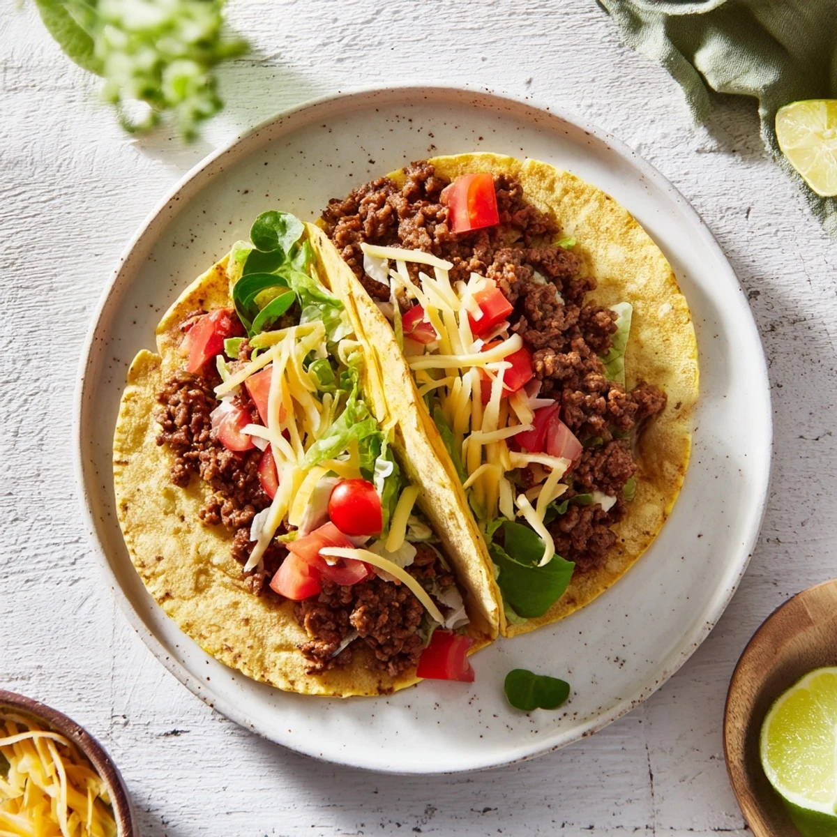 Warm tortillas overflowing with seasoned ground beef and vibrant toppings make these beef tacos irresistible.