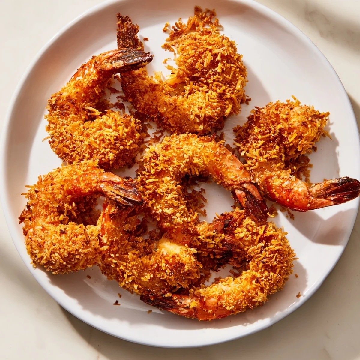 These delicious Coconut Shrimp are fried to a beautiful brown, offering a satisfying crunch.