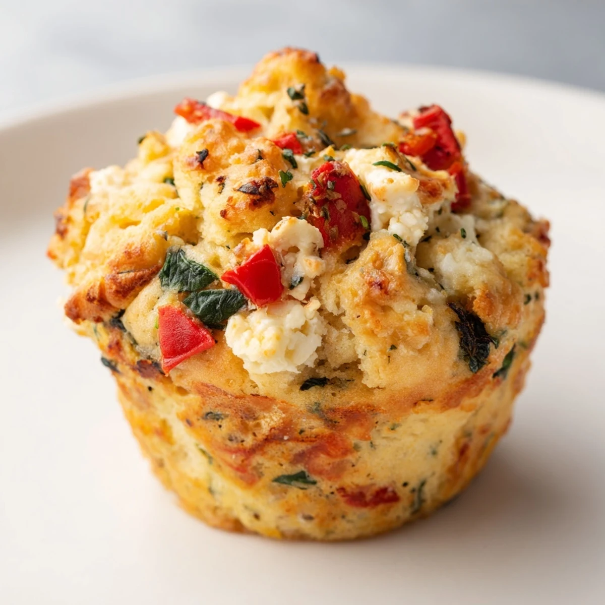 Freshly baked savory muffins, studded with vegetables, smell incredibly delicious and savory.
