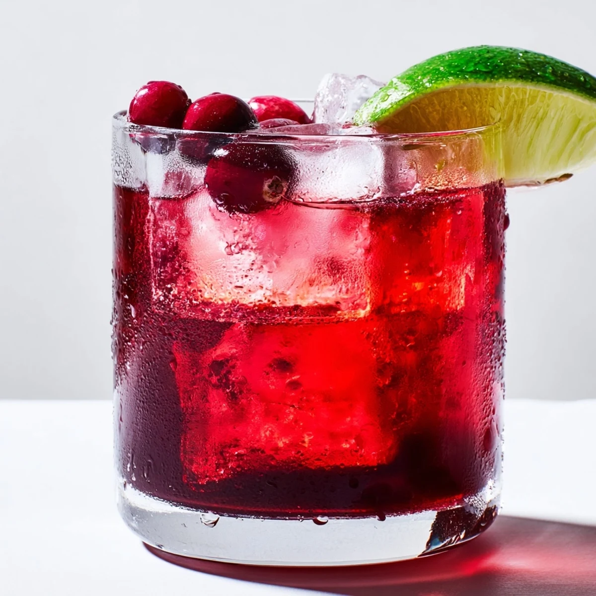 Refreshing cranberry cocktail served in a chilled glass, ideal for summer enjoyment.