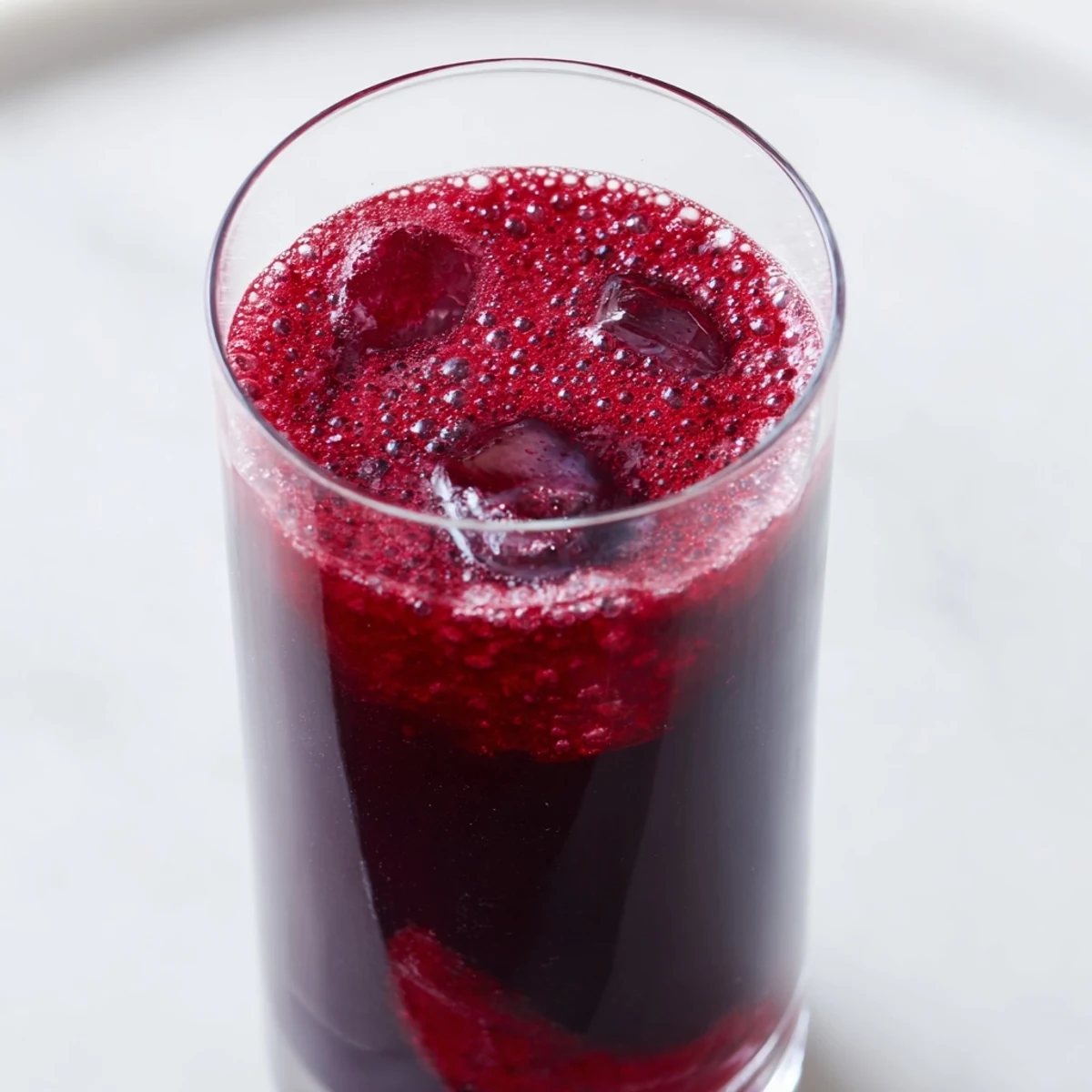 Close-up of a chilled glass of Winter Berry Juice, offering a healthy and flavorful hydration option.
