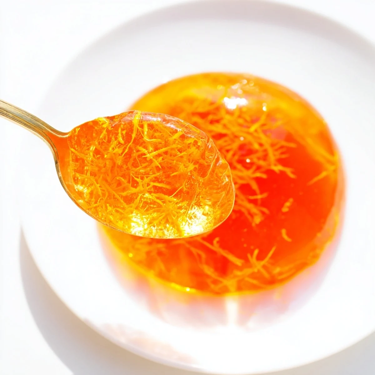 Homemade Zesty Orange Jelly simmering gently, capturing its fresh citrus aroma and vibrant texture.