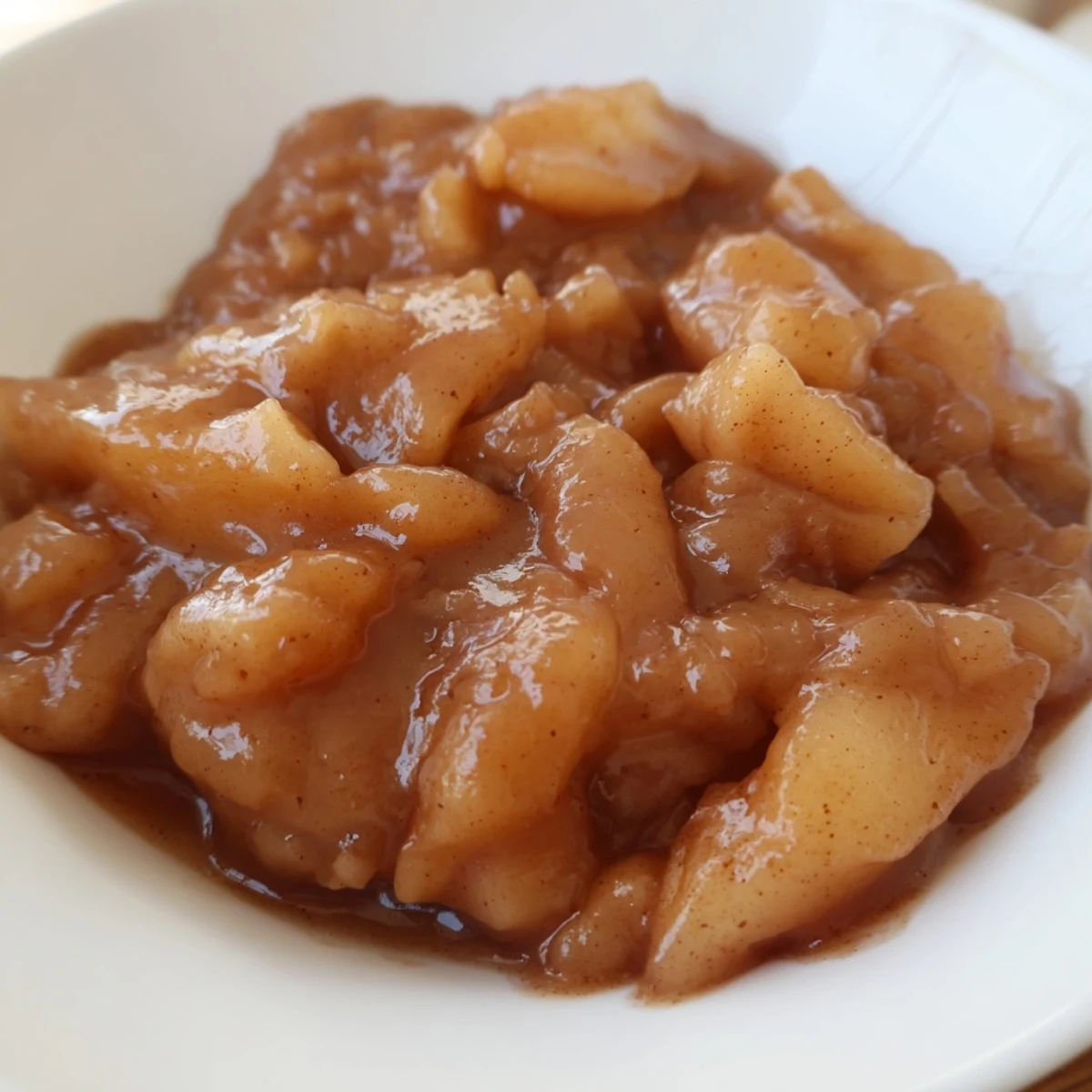 Steaming, vibrant Spiced Apple Sauce, perfect for drizzling over warm pancakes and yogurt.