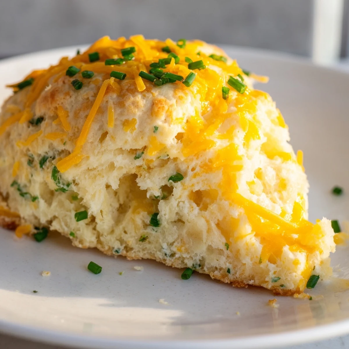 Fluffy Savory Cheese Scones, topped with melted cheddar, perfect for serving alongside a flavorful soup.