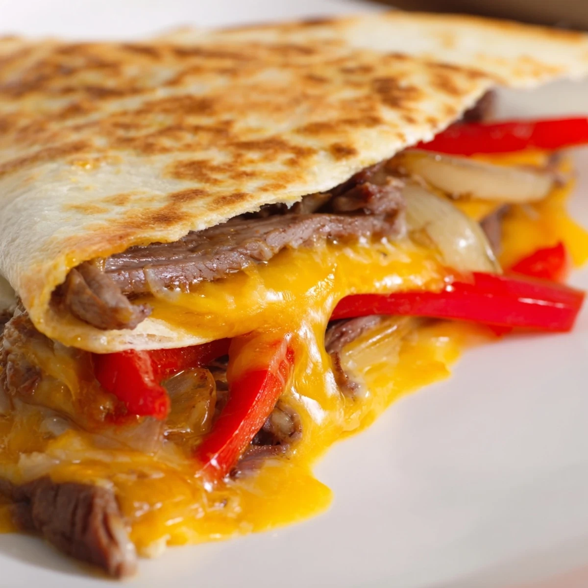 Sizzling flour tortillas filled with beef, peppers, and melted cheese, served with fresh salsa and guacamole.
