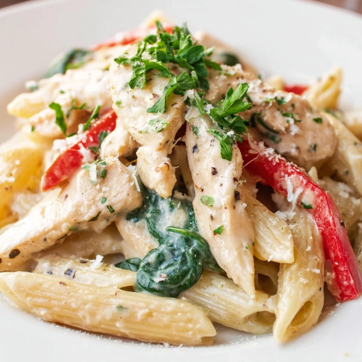 Creamy Meal Pasta is served steaming in a bowl, showing rich sauce coating every penne noodle.