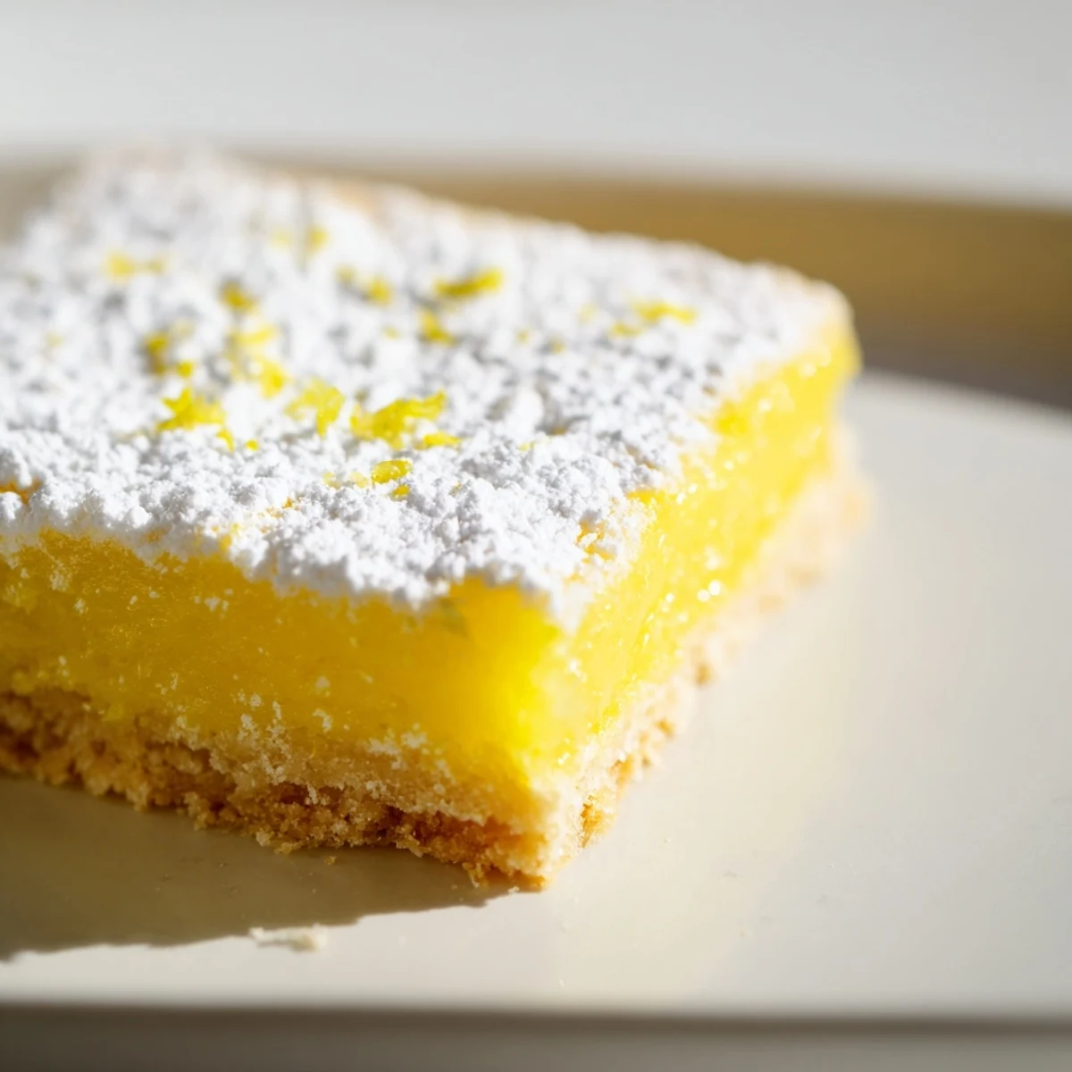 Sliced squares of Lemon Treat Bars revealing a tangy lemon filling and buttery crust, ready to serve for dessert or a sweet snack.