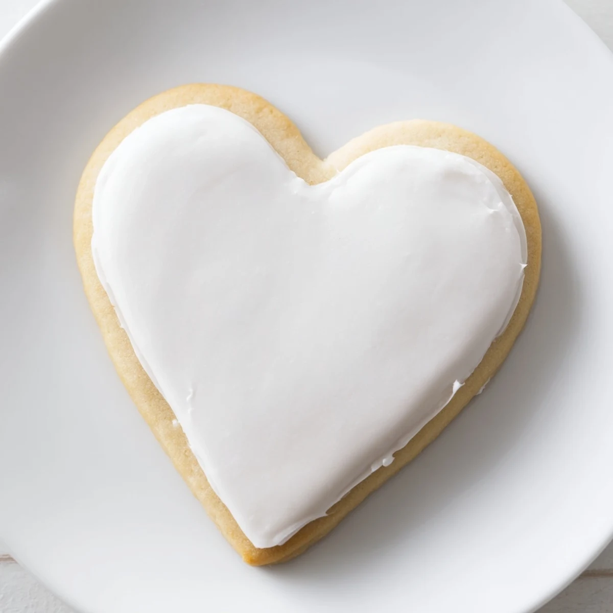 A stack of golden-brown Heart Shaped Sugar Cookies with Royal Icing, featuring crisp white piping on each Valentine's Day treat.