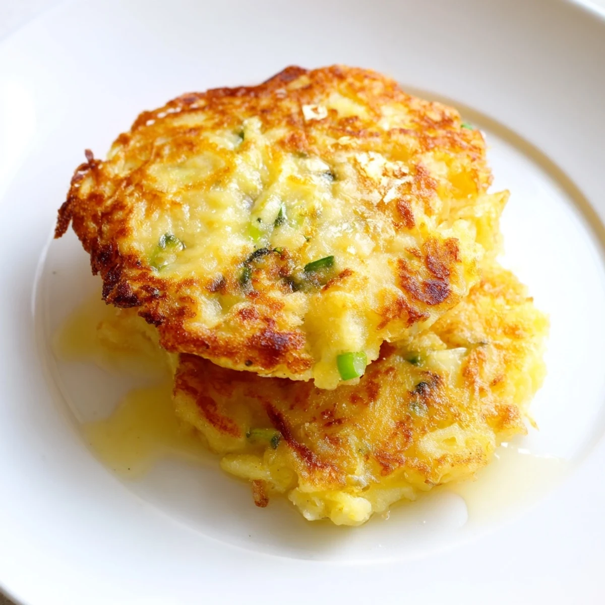 A close-up of rustic Irish Boxty Potato Pancakes with Scallions, showcasing the golden crust and tender potato texture, perfect for a savory side dish.