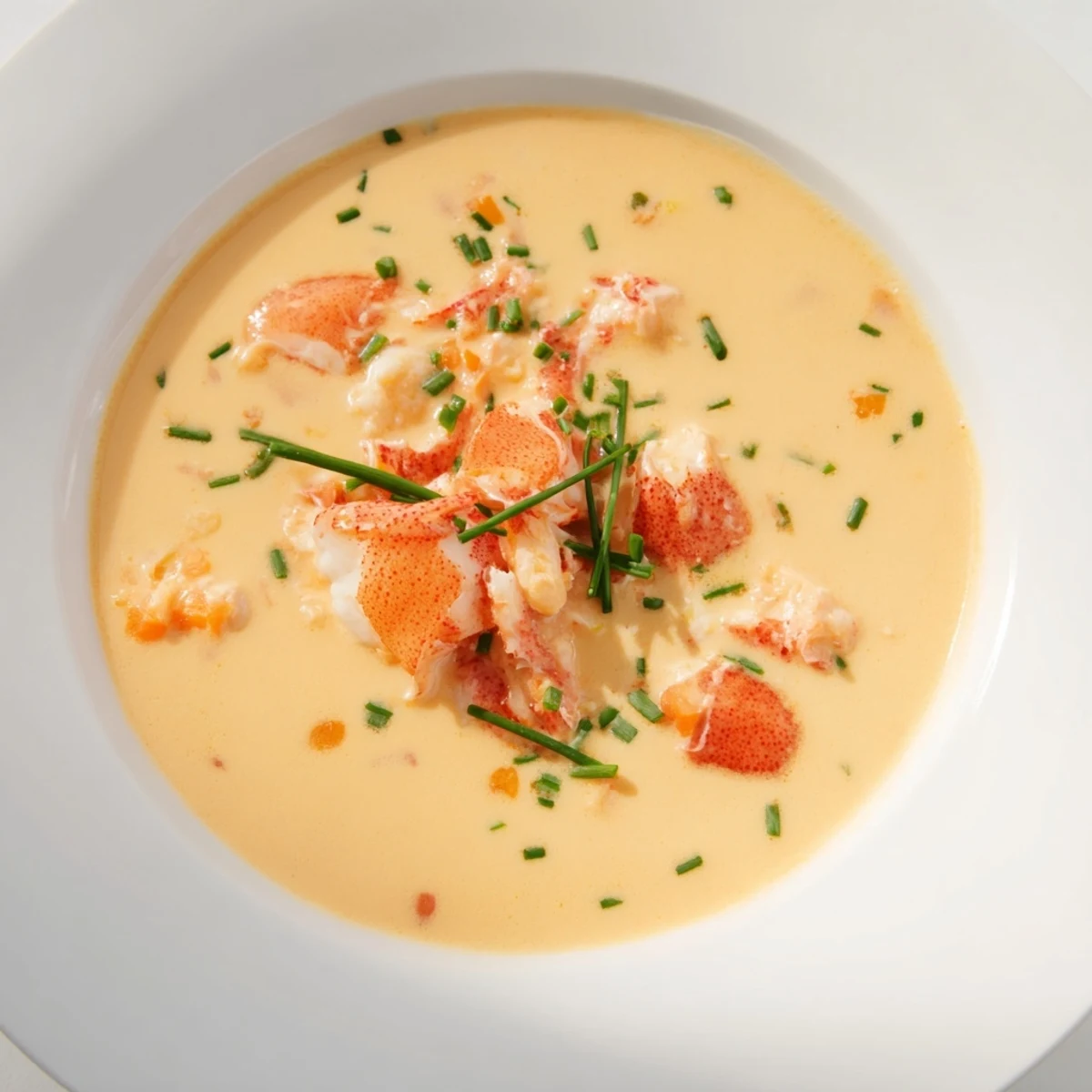Steaming bowl of Creamy Lobster Bisque with Sherry Vinegar Substitute, accompanied by crusty bread for dipping on a rustic table.