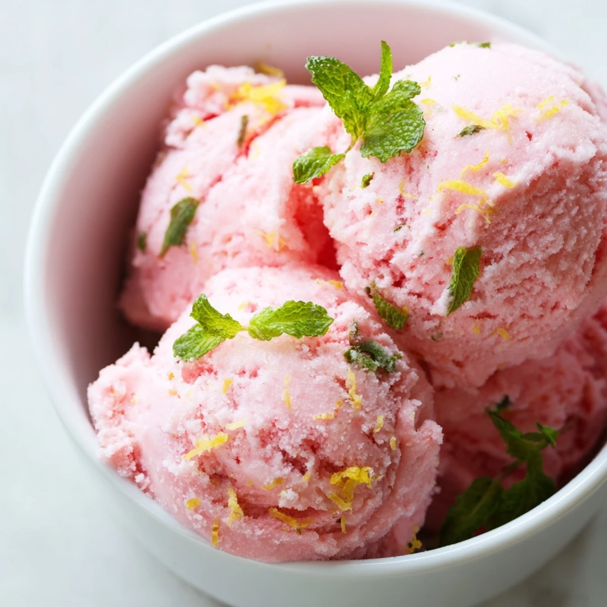 Pink Lemonade Sorbet with Mint