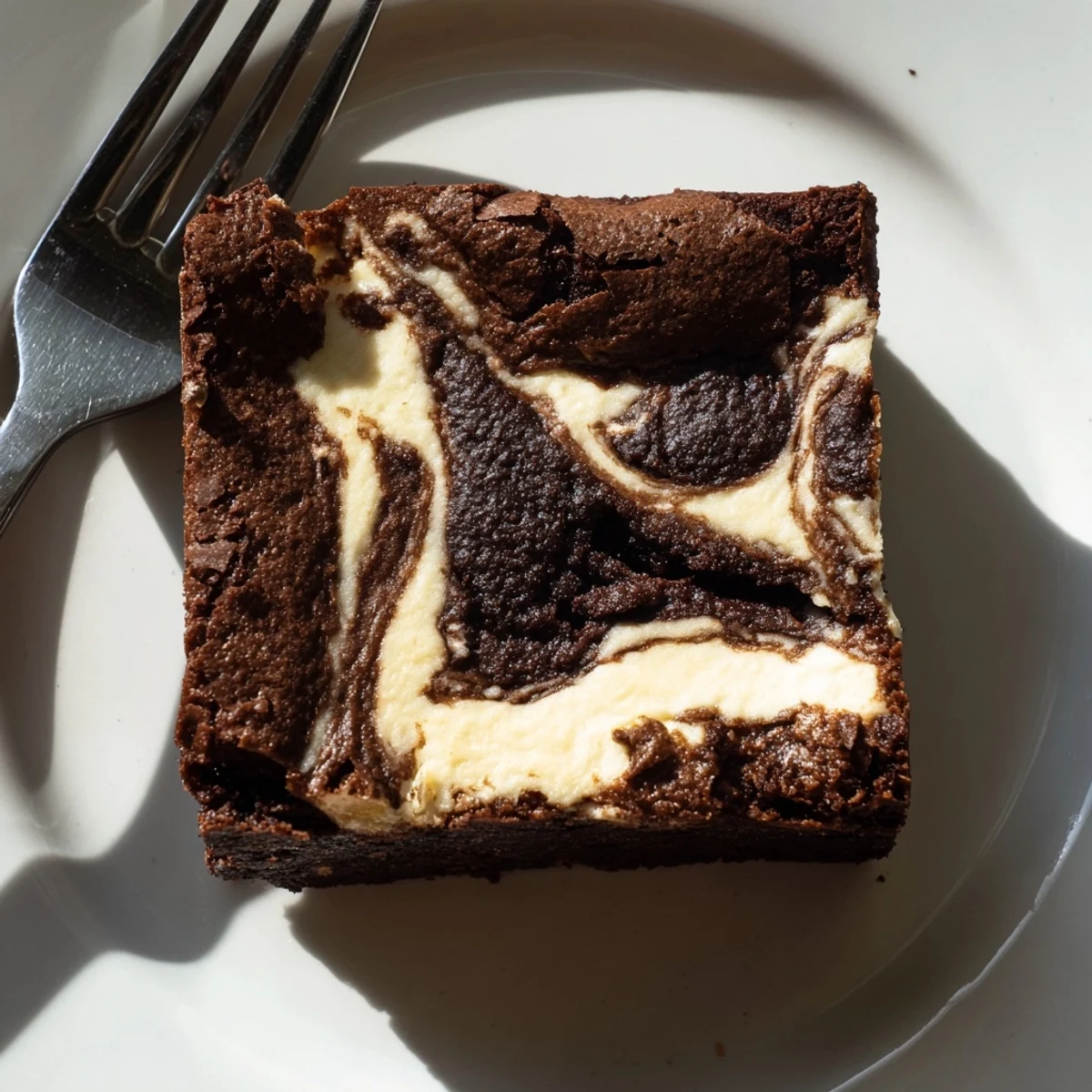 A marble baking pan holds freshly baked Cottage Cheese Brownies, cooling on a wire rack.