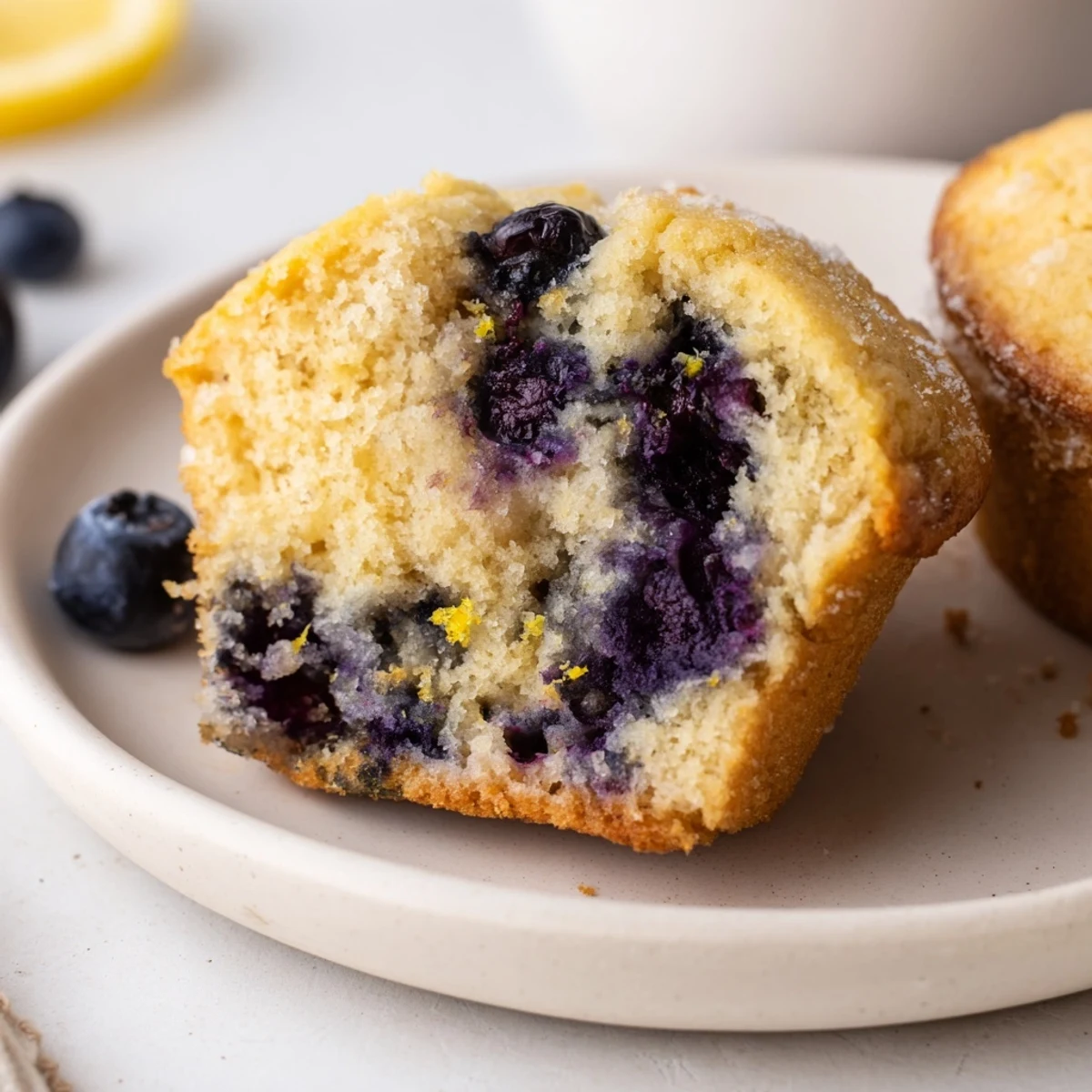 Warm Sourdough Blueberry Muffins bursting with berries, perfect for breakfast or a snack.