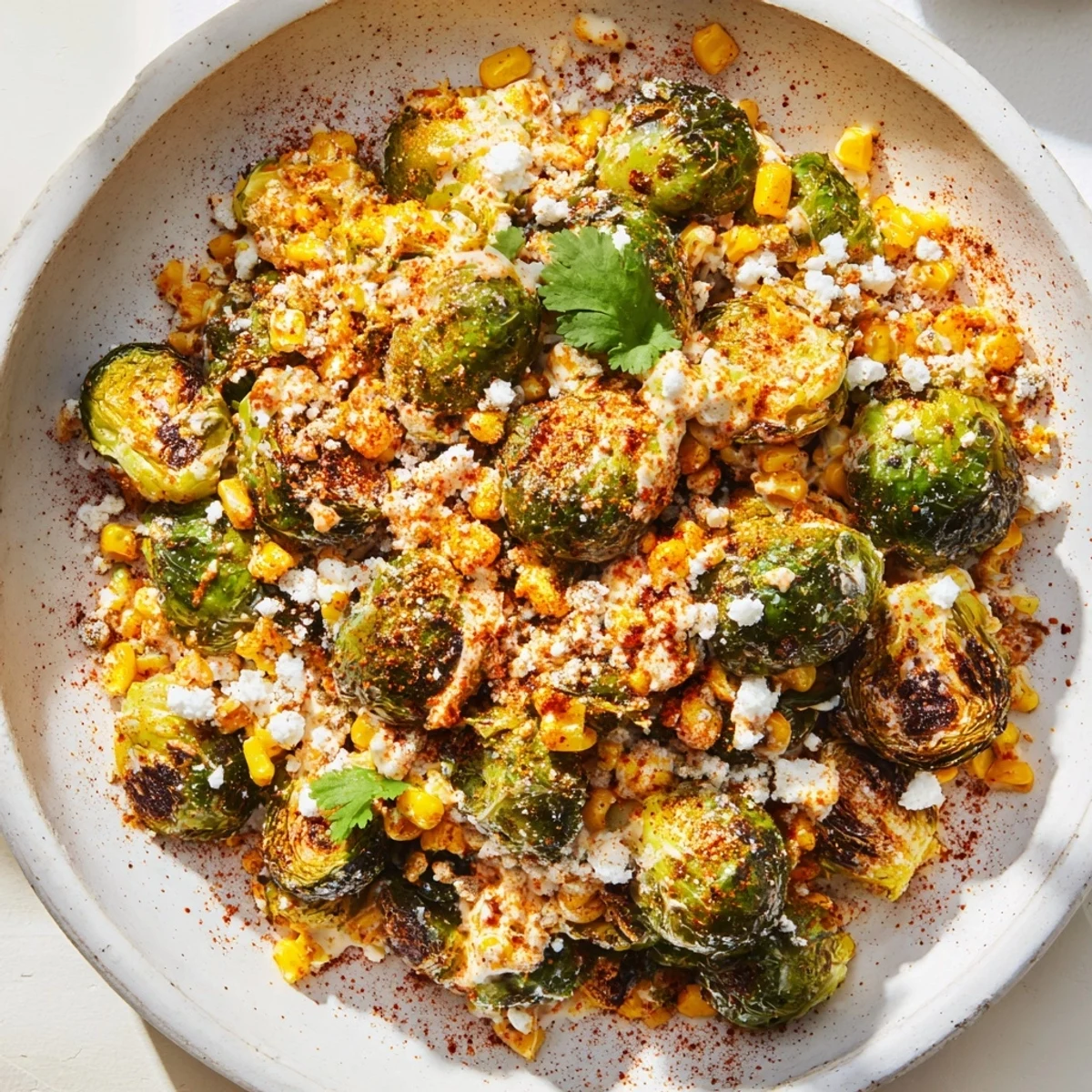 Served warm as a vegetarian side dish, garnished with cilantro and extra cotija cheese.