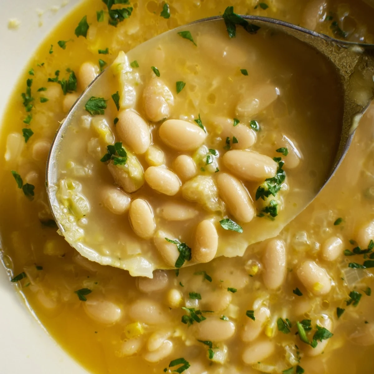 Comforting Miso Butter Brothy Beans served in a rustic bowl with crusty bread.