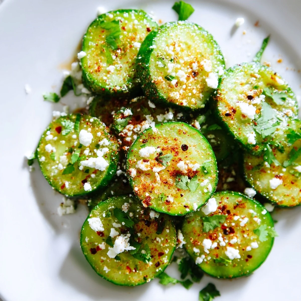 Crisp sliced cucumbers tossed with lime juice, chili powder, and salt in Mexican Style Cucumbers for a zesty snack.