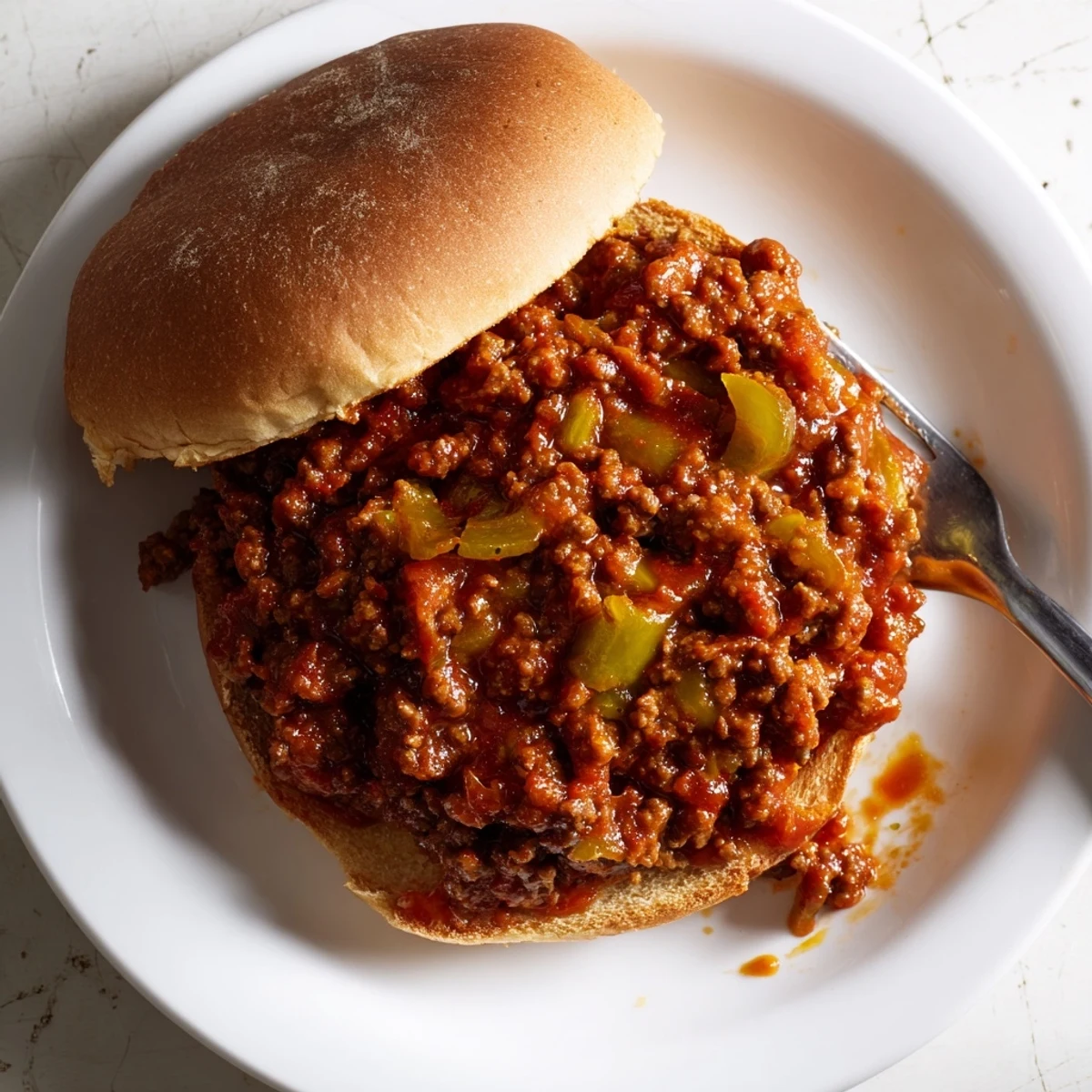 Hearty sloppy joes with seasoned ground beef mixture served on lightly toasted bakery-style buns