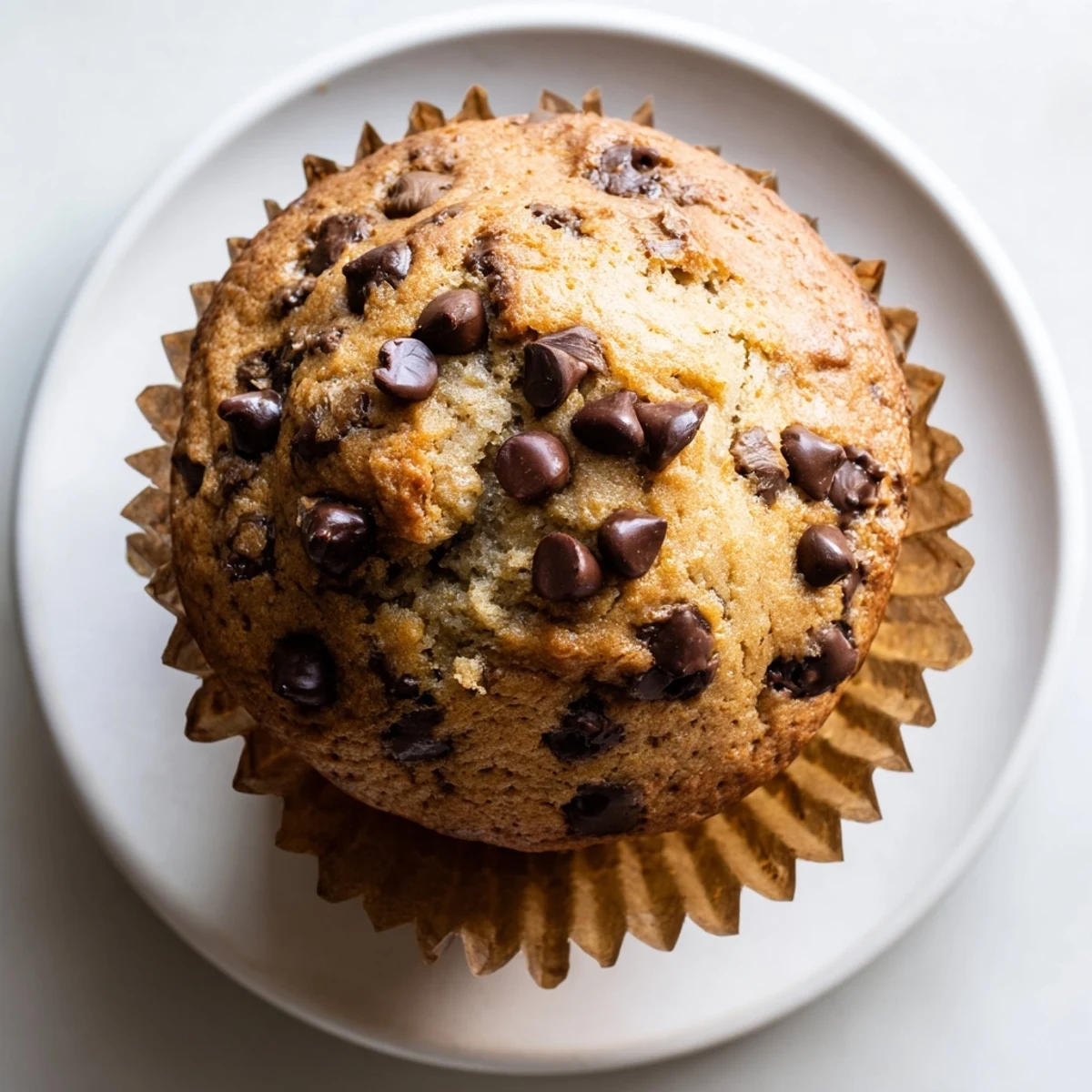 Freshly baked chocolate chip muffins cooling on wire rack with streusel crumb topping