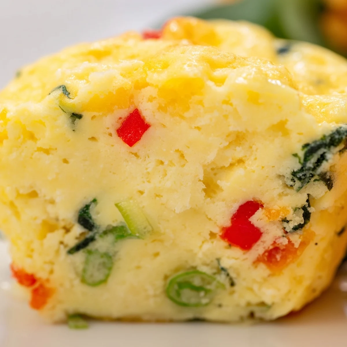 Fluffy baked cottage cheese egg bites with melted cheese and vibrant vegetable mix-ins