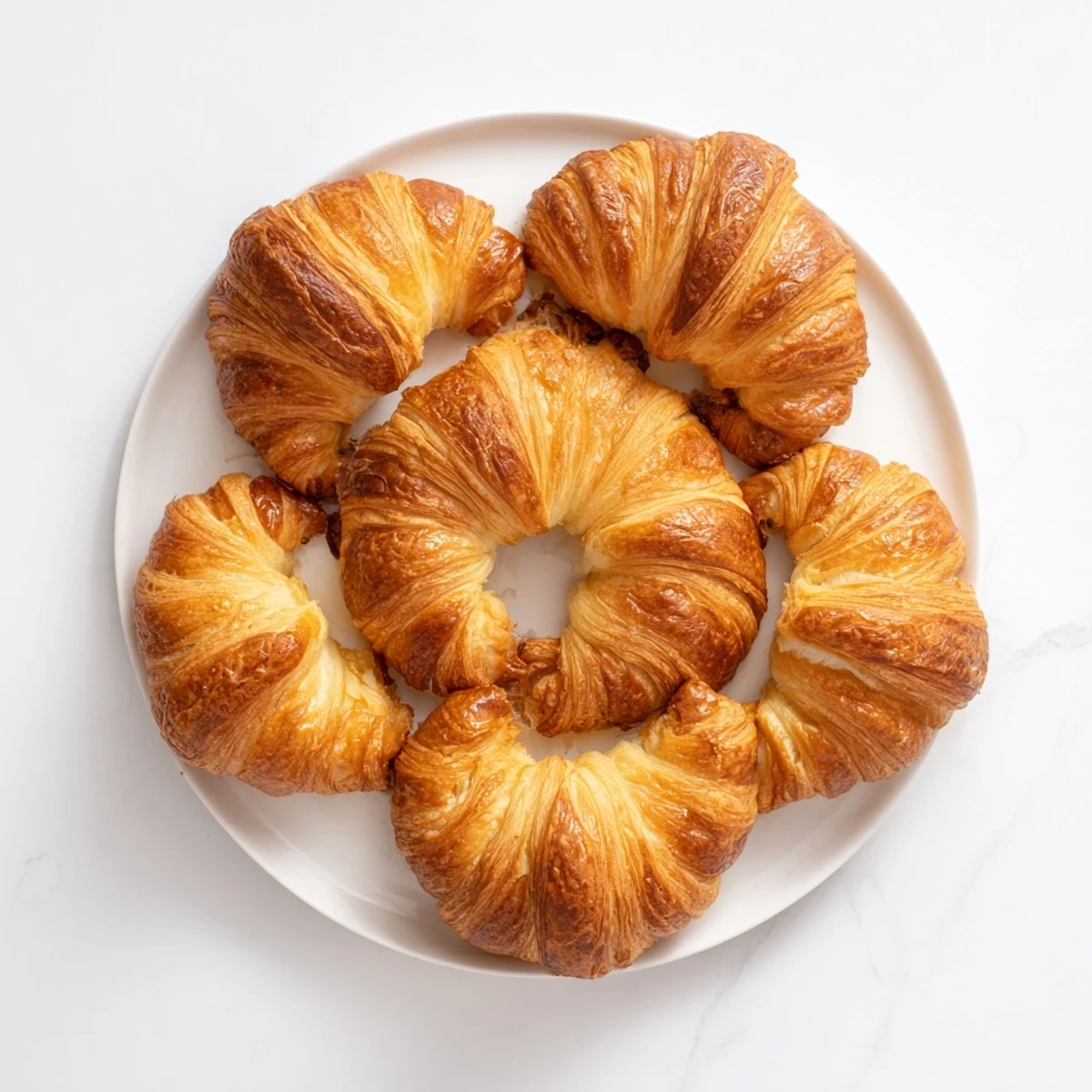 Golden homemade air fryer croissants with flaky layers and buttery pastry edges