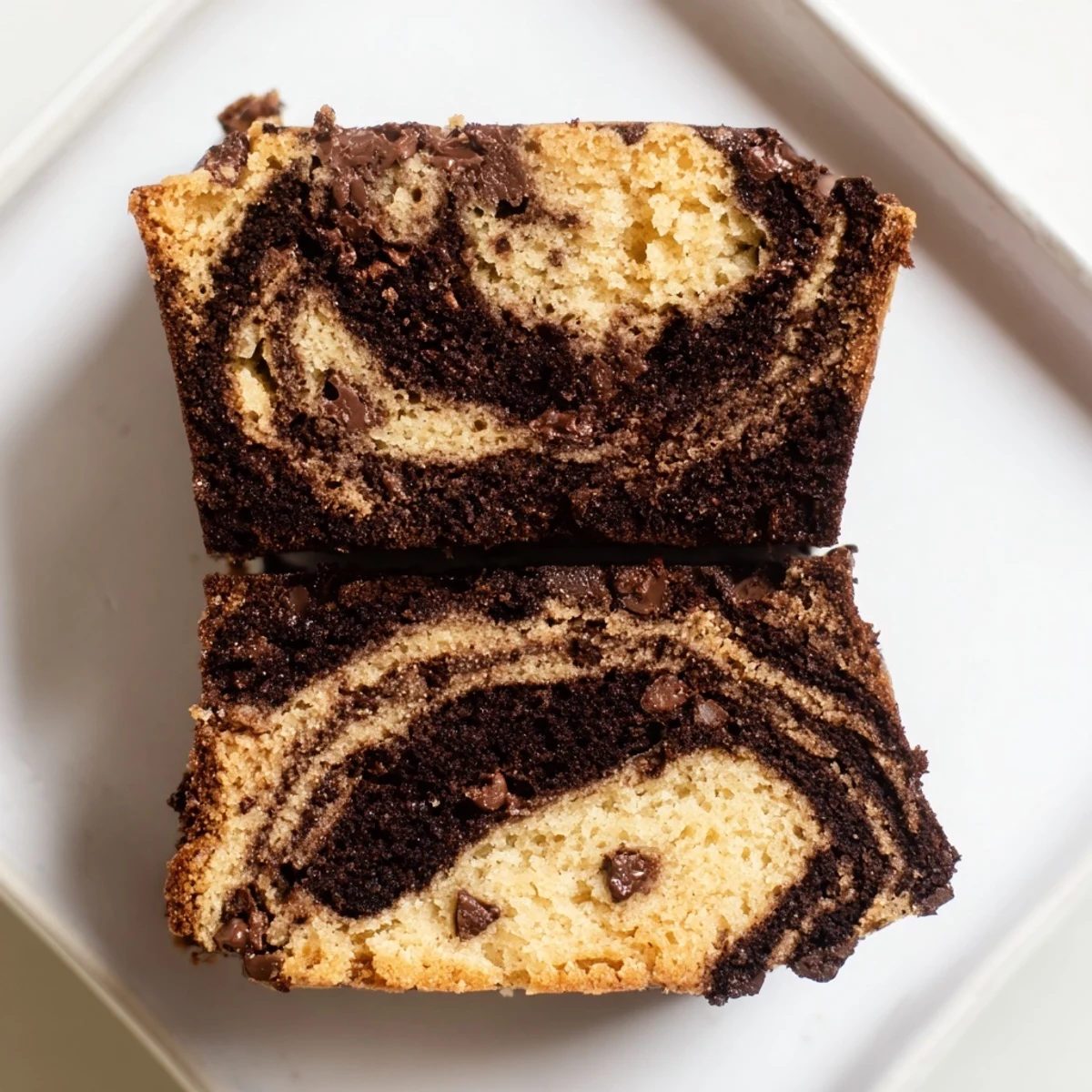 Fudgy chocolate brownie batter marbled with banana bread creates these irresistible dessert bars