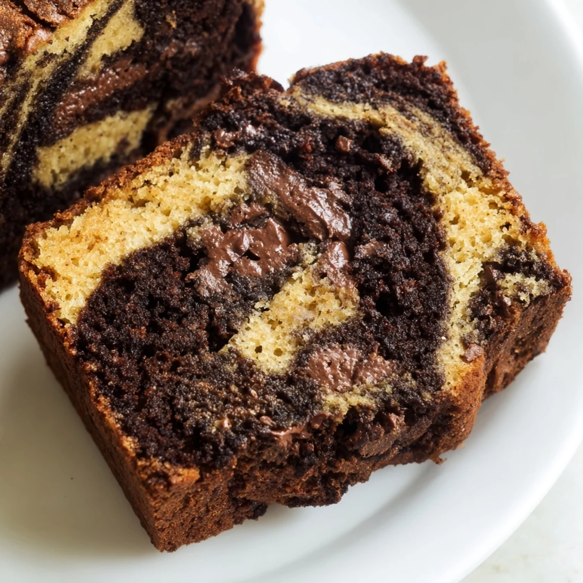 Moist banana bread brownie bars featuring swirled layers of chocolate and sweet ripe banana