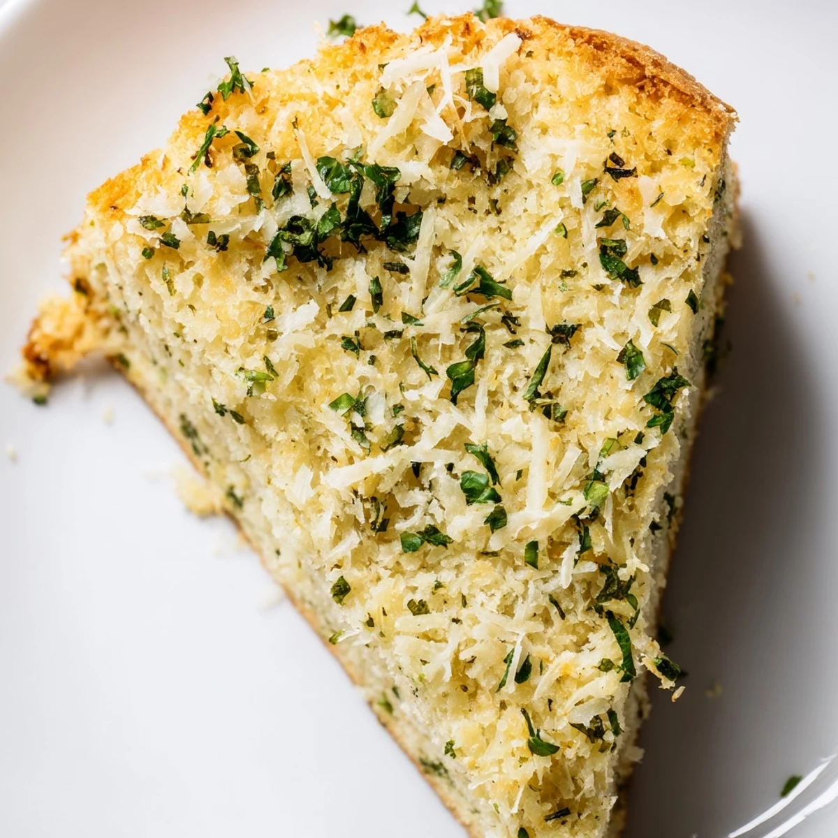 Savory low-carb Parmesan herb keto bread sliced and ready for buttering on a wooden board