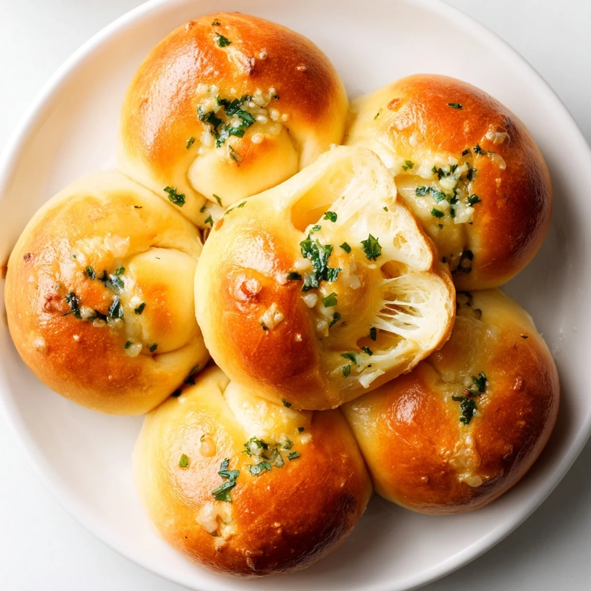 Buttery Cheese Garlic Rolls glistening with melted cheese, warm and aromatic.