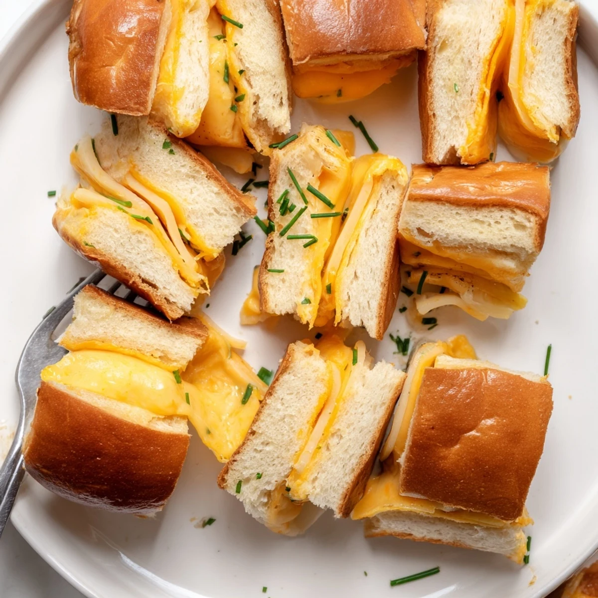 Mini Grilled Cheese Hawaiian Rolls pulled apart, gooey interior, ideal party appetizer