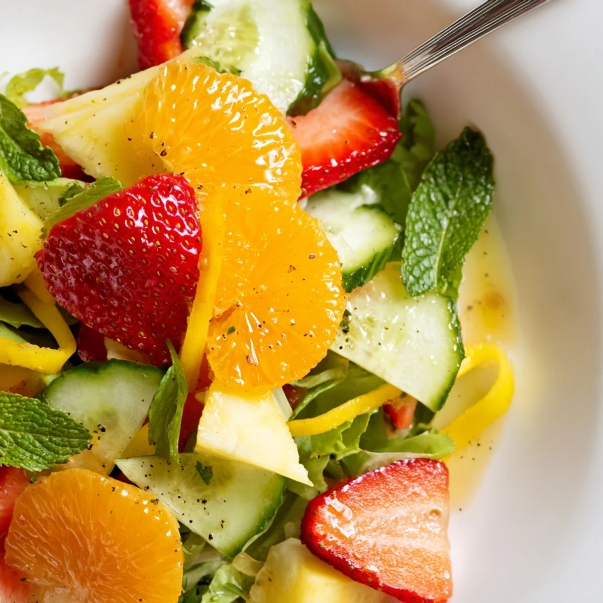 Bright Sunshine Salad on a wooden board, perfect picnic or side.