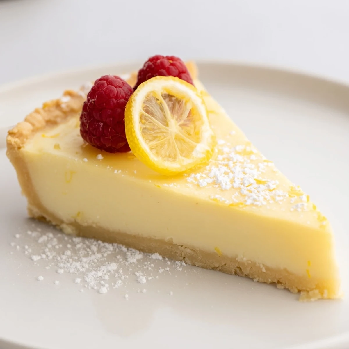 After chilling, Creamy Lemon Tart Recipe served with fresh berries and sparkling wine