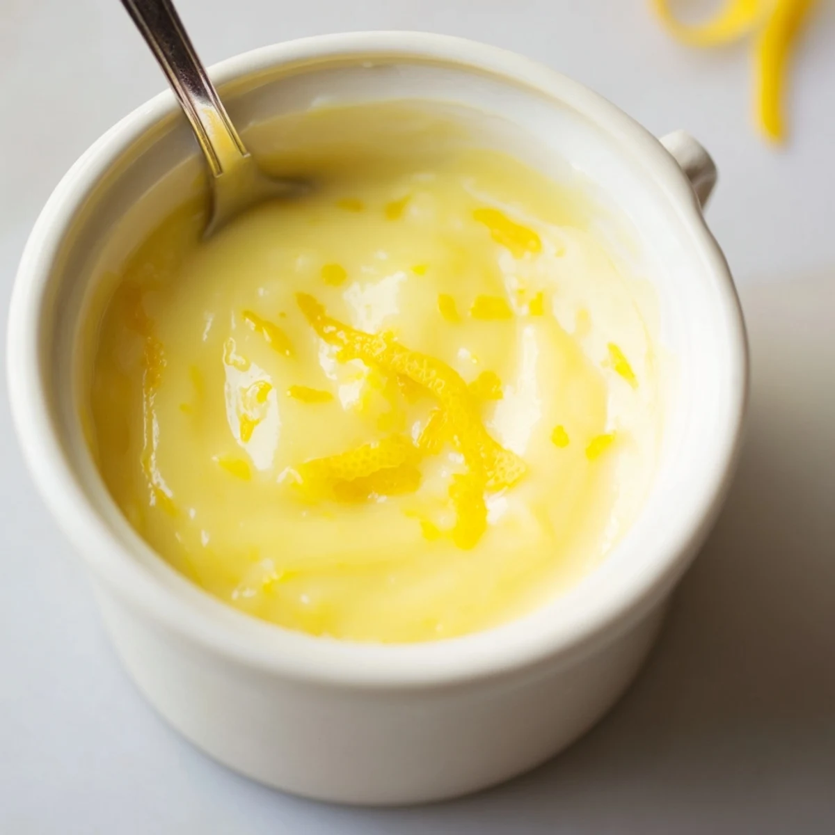 Lemon Curd Recipe: glossy, golden spread cooling in jars, zest flecks visible