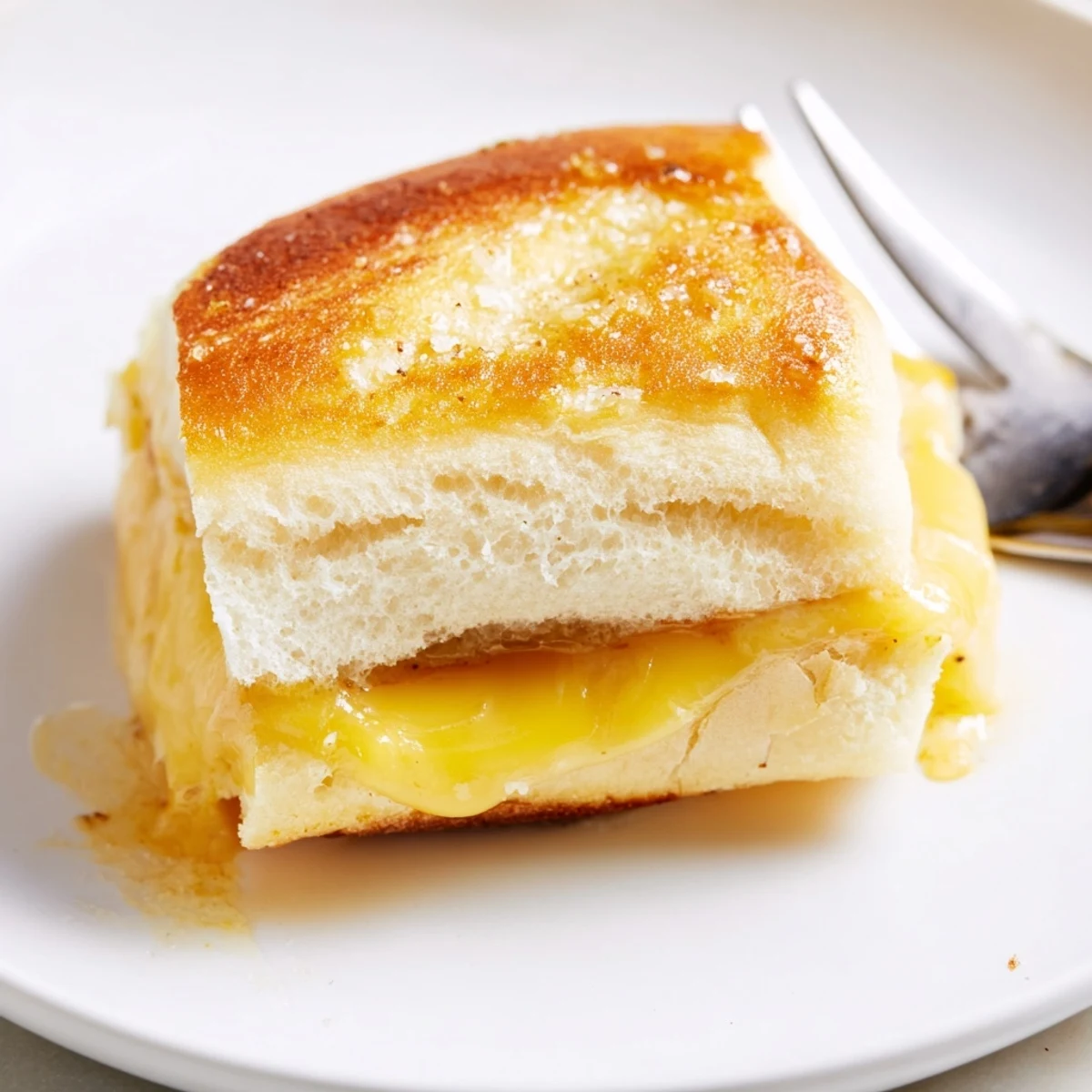 Tray of Mini Grilled Cheese Hawaiian Rolls brushed with buttery garlic glaze