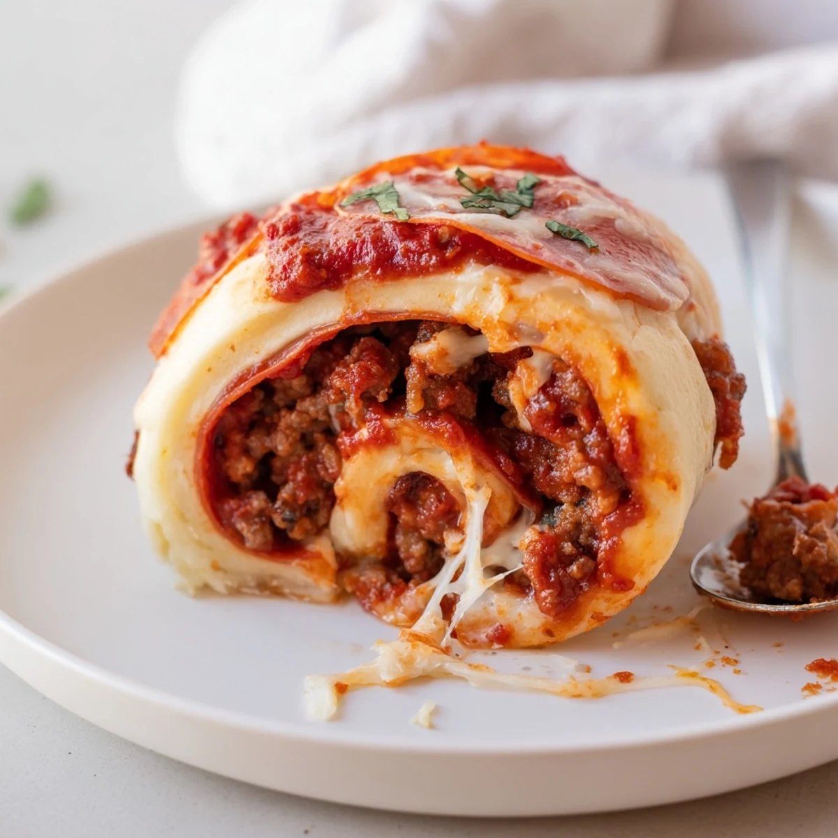 Freshly baked Cheesy Beef Pepperoni Pizza Roll Ups Snack Recipe with crispy edges