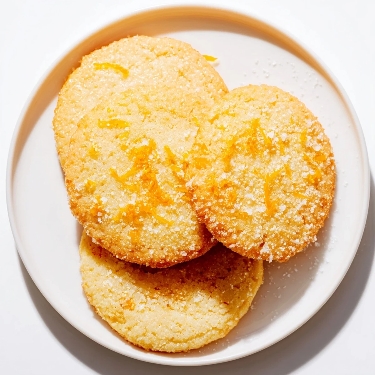 Freshly baked orange sugar zest cookies rolled in orange zest sugar ready for serving