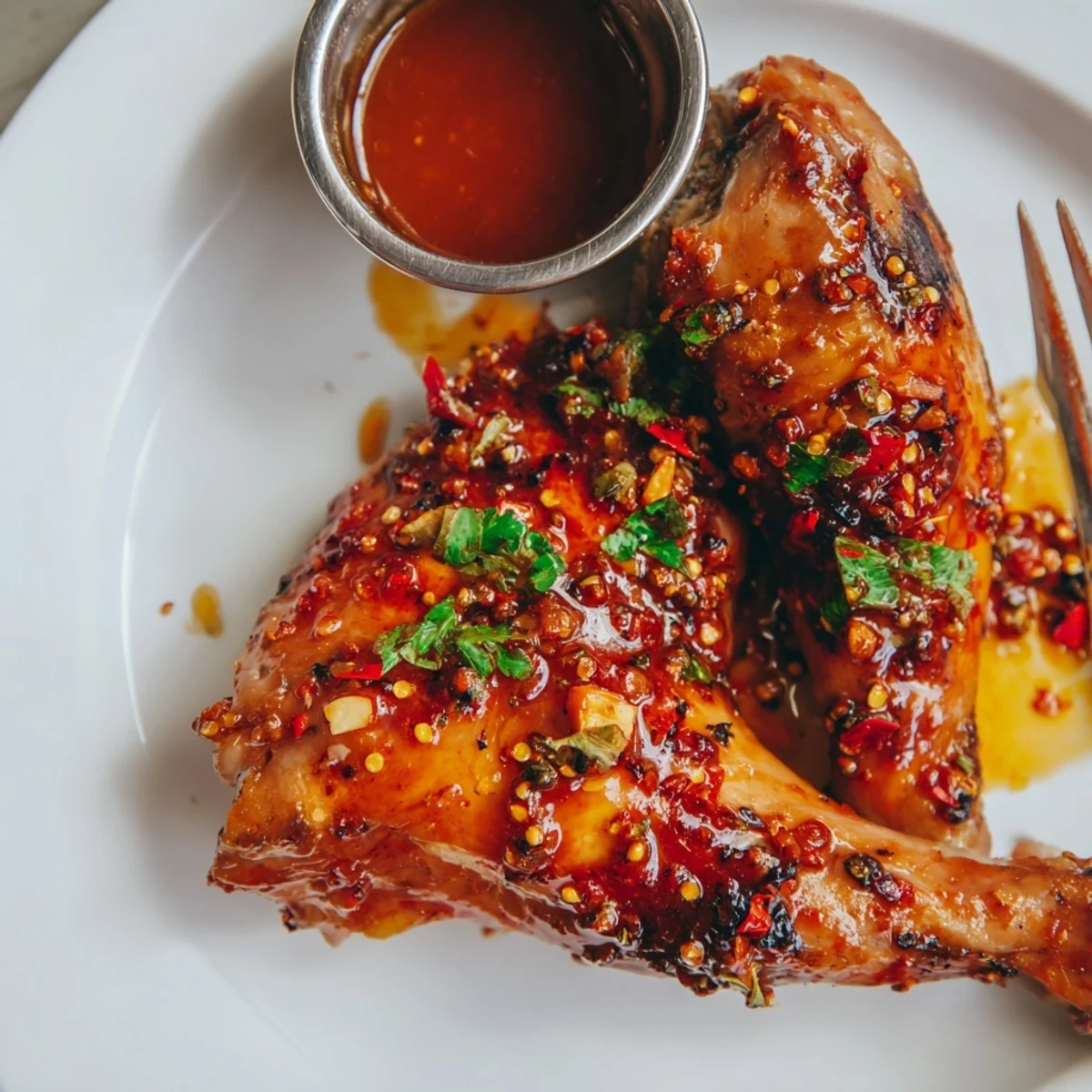 Overnight marinated Peri Peri Chicken served with fries and fresh cilantro