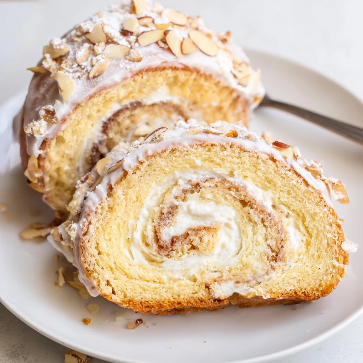 Warm Almond Cream Cheese Rolls smelling of toasted almonds, perfect with coffee.