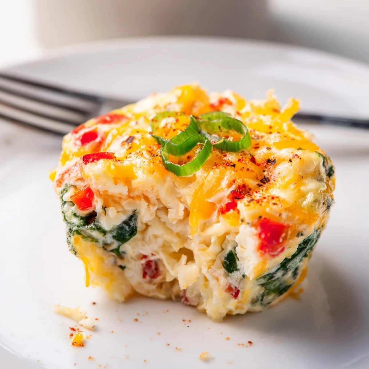 High Protein Egg White Bites With Cottage Cheese, golden tops and speckled spinach