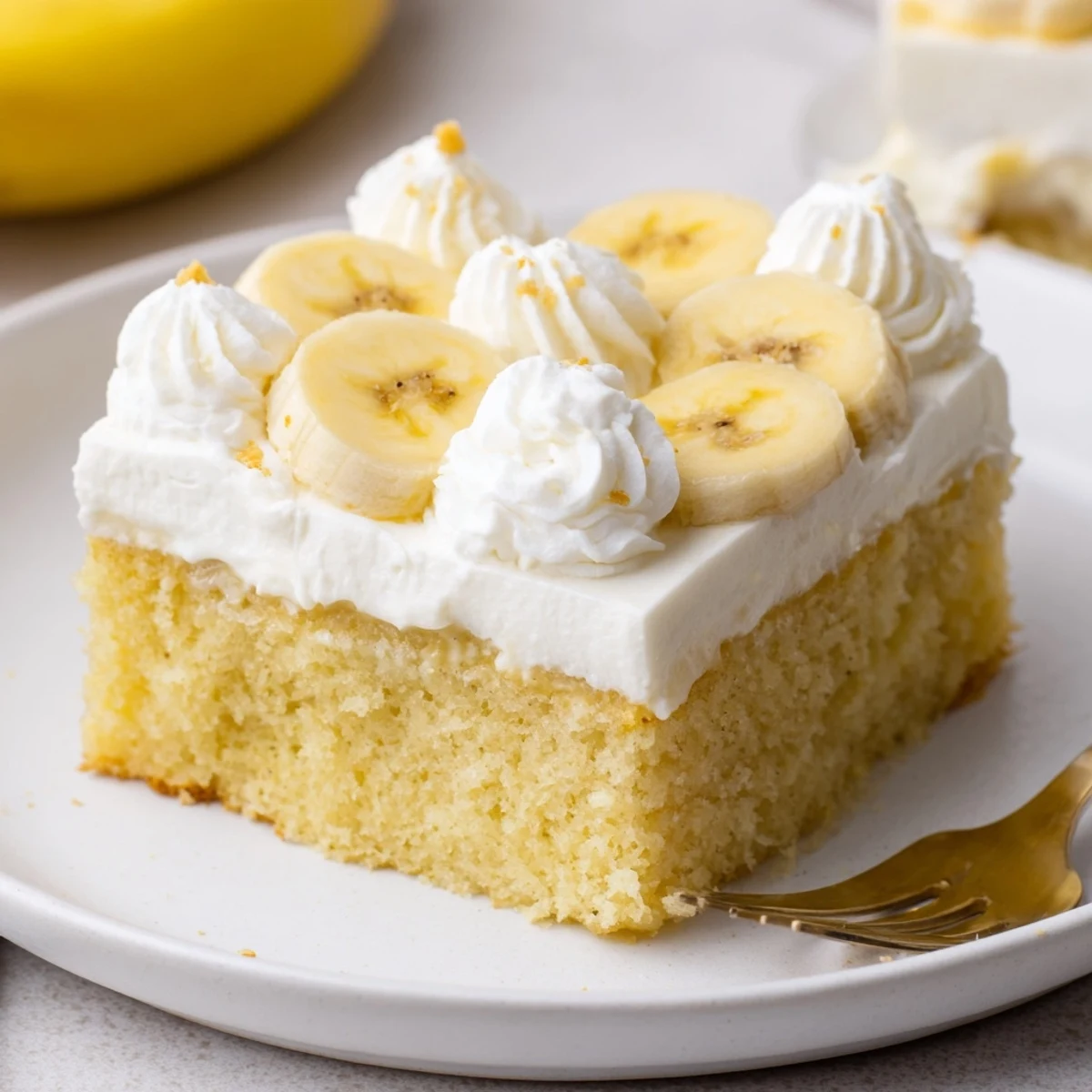Banana Pudding Cake Recipe: moist layered cake with whipped cream and crushed wafers