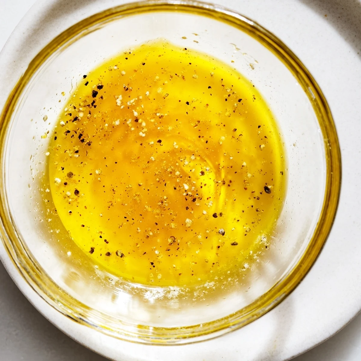 Creamy Ina Garten lemon vinaigrette dressing served alongside crisp vegetables and rustic wooden serving spoon
