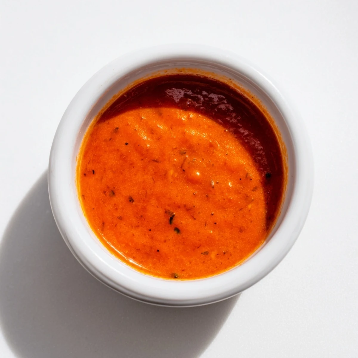 Homemade tomato basil vinaigrette poured from glass spoon onto crisp summer salad vegetables