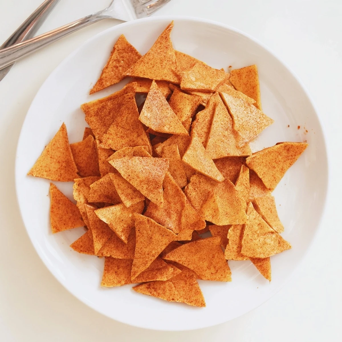 Golden baked chickpea chips arranged on a wooden board, ready for dipping